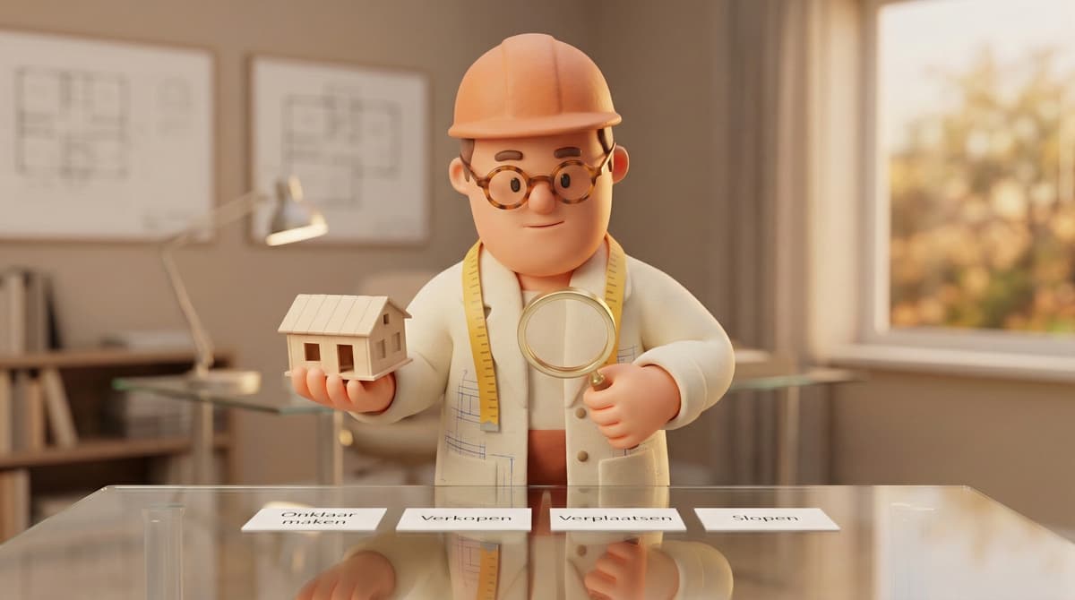 Lege mantelzorgwoning in een tuin, opties na overlijden van de bewoner